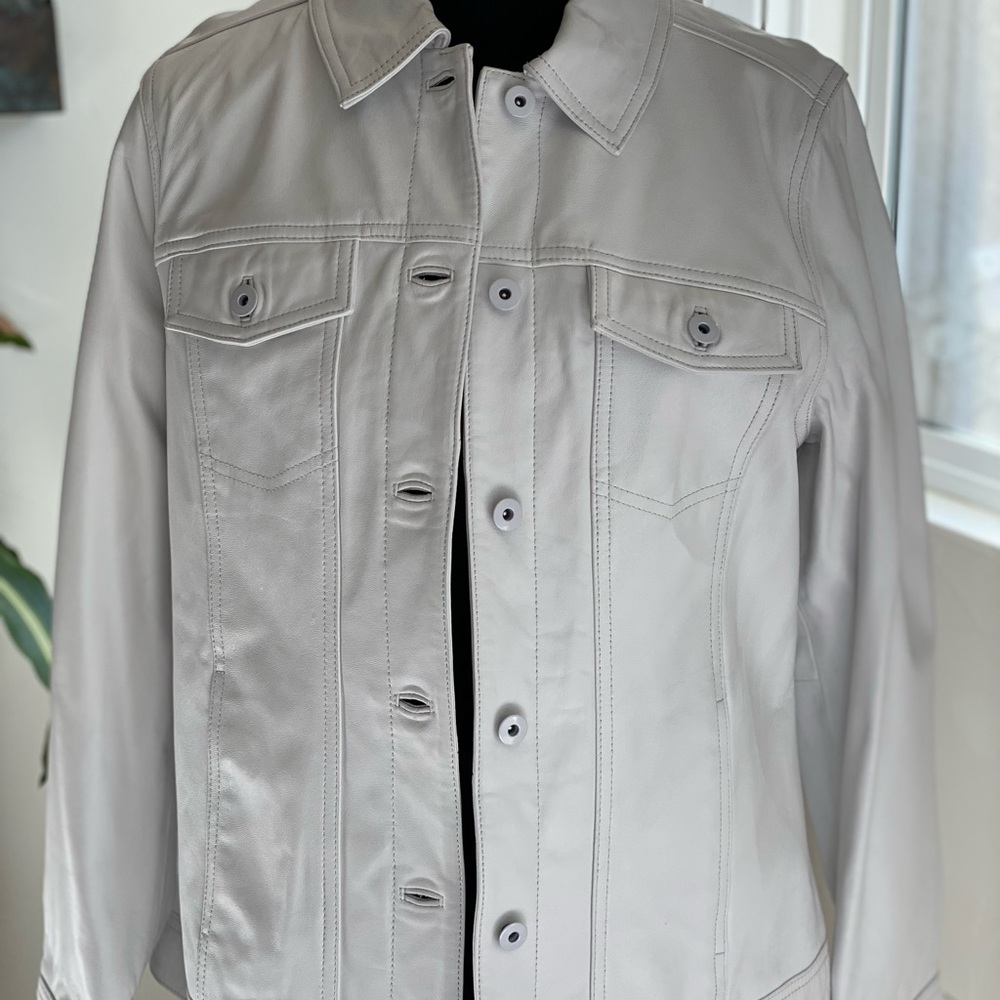 Women's Classic white Leather Jacket